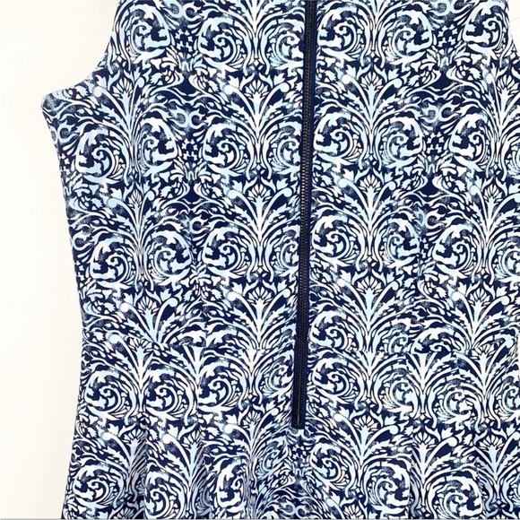 J. McLaughlin Blue Patterned Scuba Zip Front A-Line Active Dress - Picture 4 of 11
